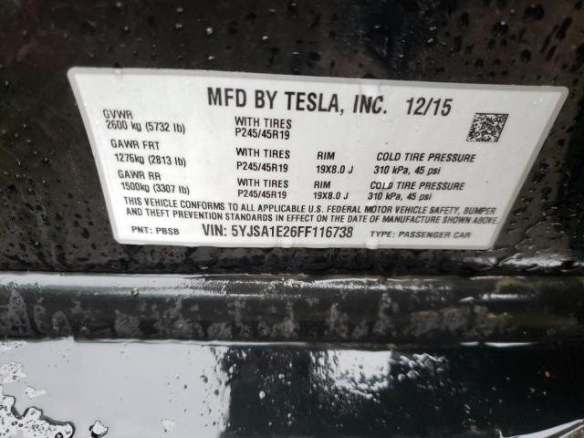 Photo 10 from auction – 2015 TESLA MODEL S with VIN 5YJSA1E26FF116738