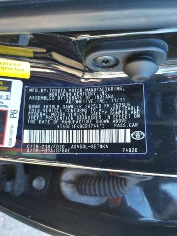 Photo 10 from auction – 2012 TOYOTA CAMRY BASE with VIN 4T4BF1FK9CR174413