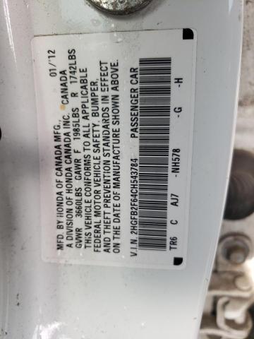 Photo 10 from auction – 2012 HONDA CIVIC HF with VIN 2HGFB2F64CH543784