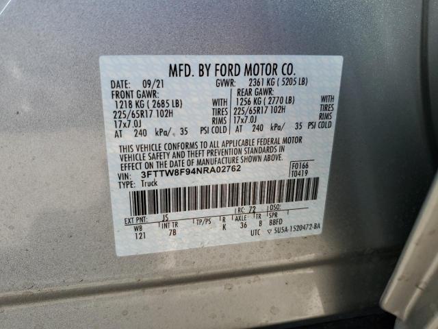 Photo 10 from auction – 2022 FORD MAVERICK X with VIN 3FTTW8F94NRA02762