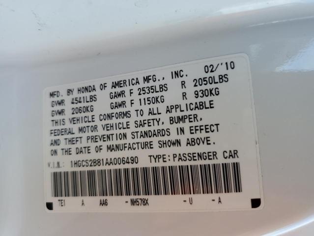 Photo 10 from auction – 2010 HONDA ACCORD EXL with VIN 1HGCS2B81AA006490