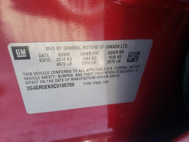 Photo 10 from auction – 2012 BUICK REGAL with VIN 2G4GR5EK8C9186789