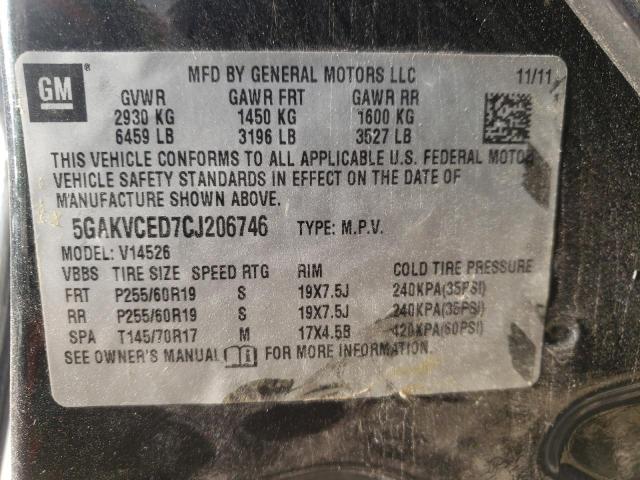Photo 10 from auction – 2012 BUICK ENCLAVE with VIN 5GAKVCED7CJ206746
