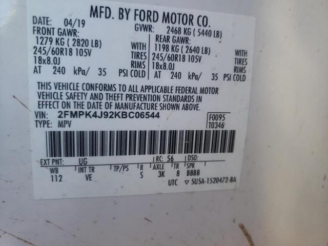Photo 10 from auction – 2019 FORD EDGE SEL with VIN 2FMPK4J92KBC06544