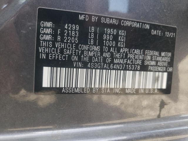 Photo 10 from auction – 2022 SUBARU IMPREZA SP with VIN 4S3GTAL64N3715378