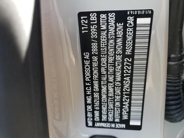 Photo 10 from auction – 2022 PORSCHE TAYCAN with VIN WP0AA2Y12NSA12272