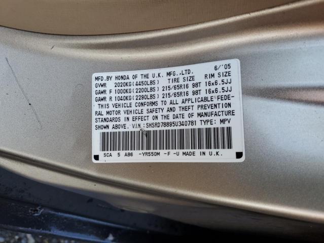 Photo 10 from auction – 2005 HONDA CR-V EX with VIN SHSRD78895U340781