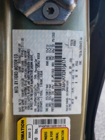 Photo 10 from auction – 2013 FORD FUSION SE with VIN 3FA6P0H7XDR104174