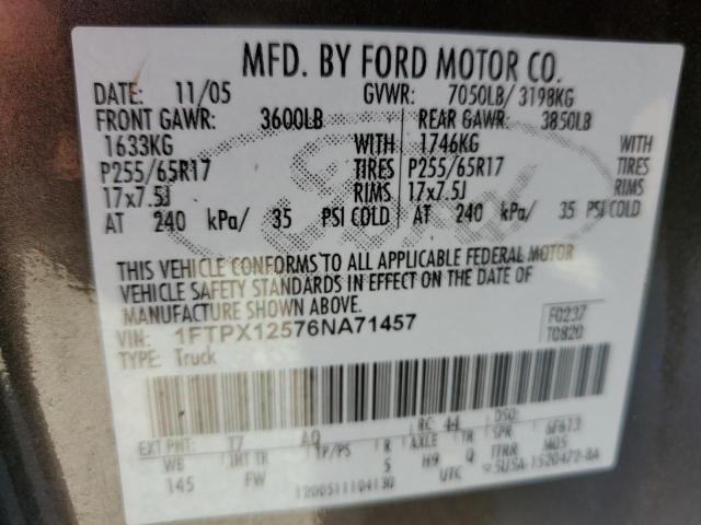 Photo 10 from auction – 2006 FORD F150 with VIN 1FTPX12576NA71457