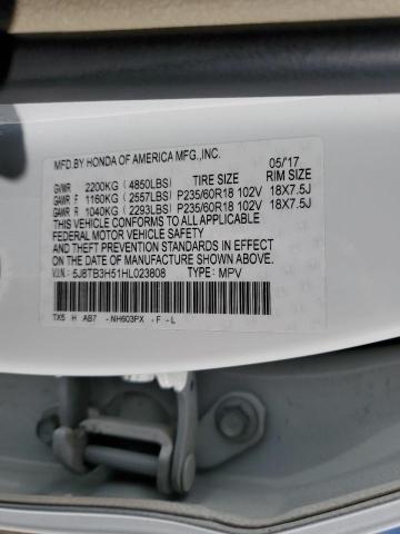 Photo 10 from auction – 2017 ACURA RDX TECHNO with VIN 5J8TB3H51HL023808