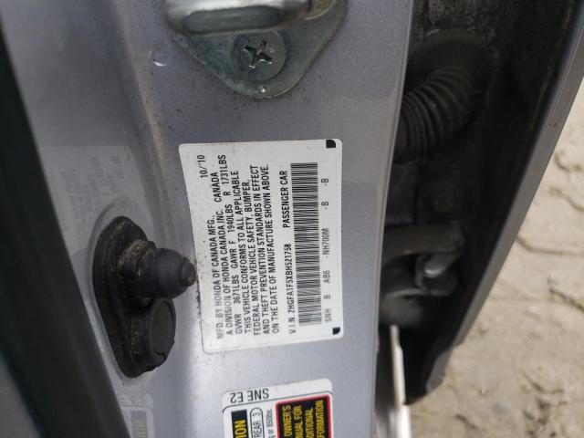 Photo 10 from auction – 2011 HONDA CIVIC LX with VIN 2HGFA1F5XBH521758