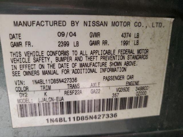 Photo 10 from auction – 2005 NISSAN ALTIMA SE with VIN 1N4BL11D85N427336