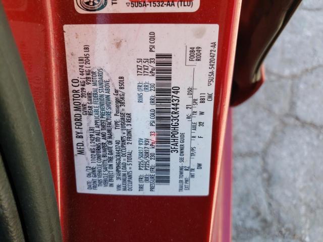 Photo 10 from auction – 2012 FORD FUSION SE with VIN 3FAHP0HG3CR443740