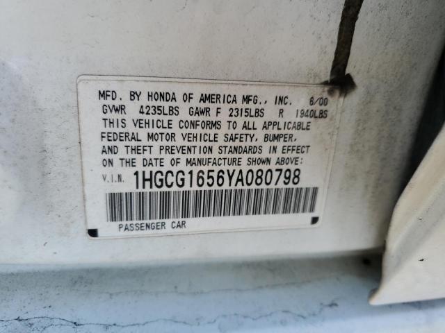 Photo 10 from auction – 2000 HONDA ACCORD with VIN 1HGCG1656YA080798