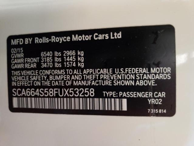 Photo 10 from auction – 2015 ROLLS-ROYCE GHOST with VIN SCA664S58FUX53258