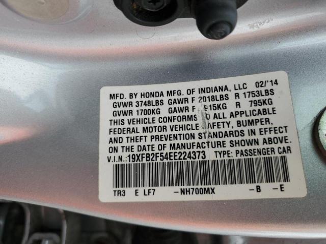 Photo 10 from auction – 2014 HONDA CIVIC LX with VIN 19XFB2F54EE224373