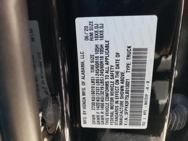 Photo 10 from auction – 2020 HONDA RIDGELINE with VIN 5FPYK3F75LB013021