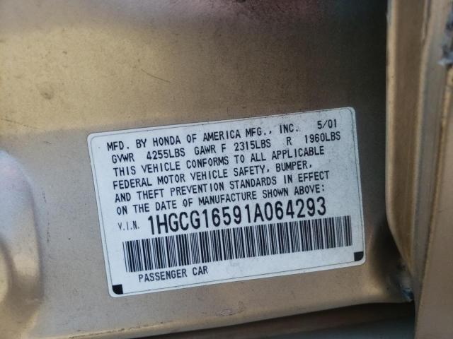 Photo 10 from auction – 2001 HONDA ACCORD EX with VIN 1HGCG16591A064293