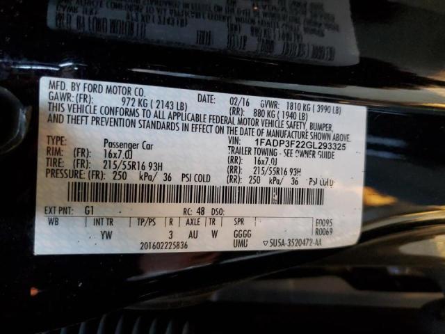 Photo 10 from auction – 2016 FORD FOCUS SE with VIN 1FADP3F22GL293325