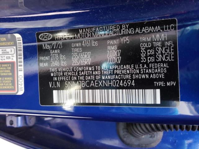 Photo 10 from auction – 2022 HYUNDAI TUCSON SEL with VIN 5NMJBCAEXNH024694