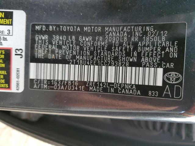 Photo 10 from auction – 2012 TOYOTA COROLLA BA with VIN 2T1BU4EE1CC793828