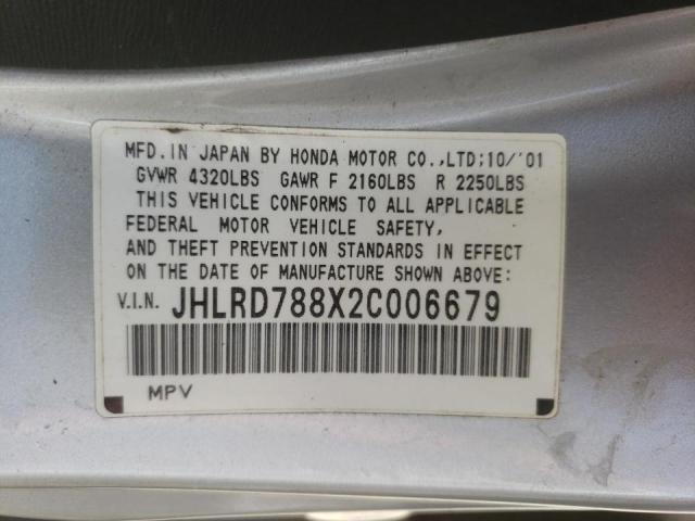 Photo 10 from auction – 2002 HONDA CR-V EX with VIN JHLRD788X2C006679