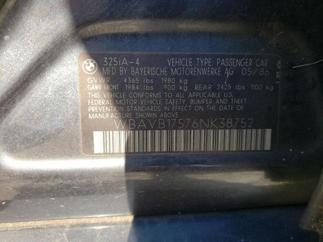 Photo 10 from auction – 2006 BMW 325 I AUTO with VIN WBAVB17576NK38752