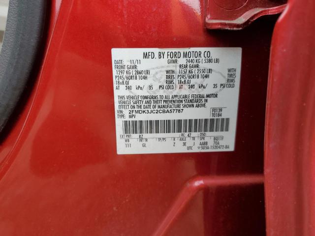 Photo 10 from auction – 2012 FORD EDGE SEL with VIN 2FMDK3JC2CBA57787