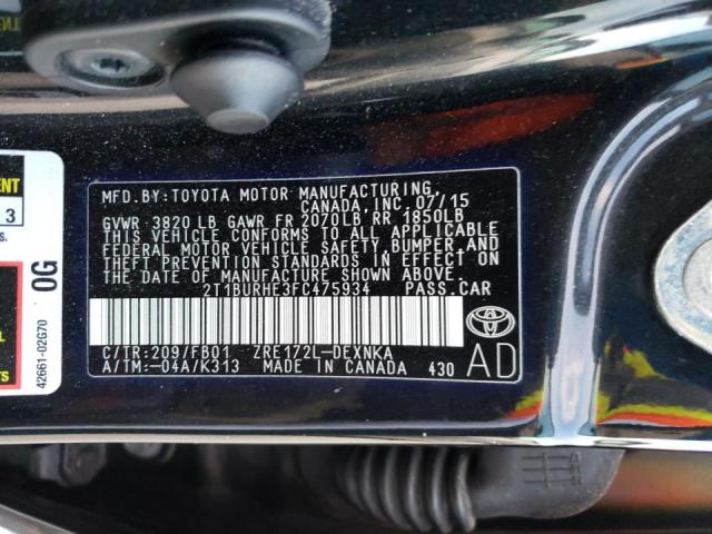 Photo 10 from auction – 2015 TOYOTA COROLLA L with VIN 2T1BURHE3FC475934