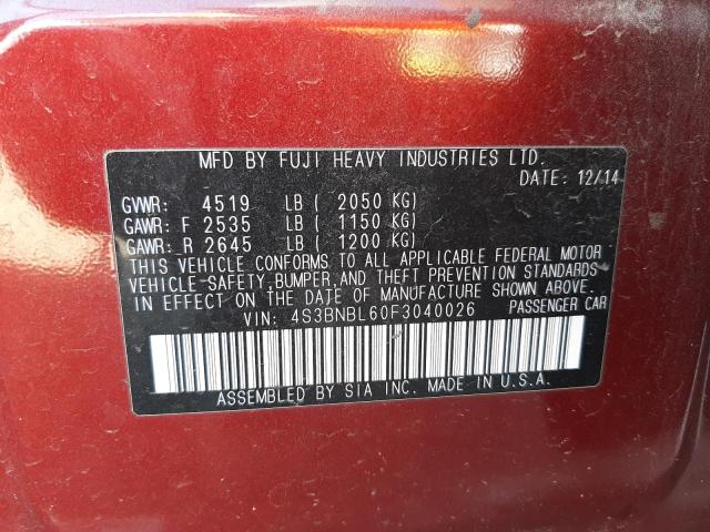 Photo 10 from auction – 2015 SUBARU LEGACY 2.5 with VIN 4S3BNBL60F3040026
