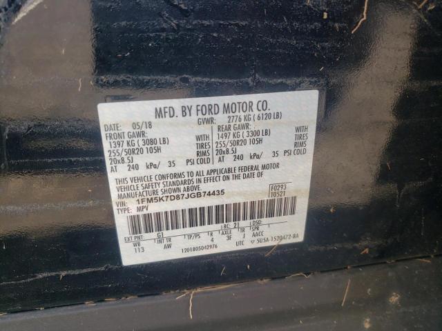 Photo 10 from auction – 2018 FORD EXPLORER X with VIN 1FM5K7D87JGB74435