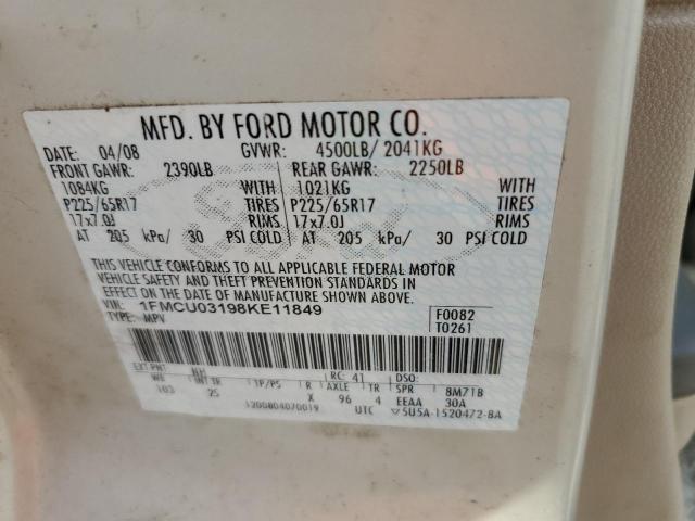 Photo 10 from auction – 2008 FORD ESCAPE XLT with VIN 1FMCU03198KE11849