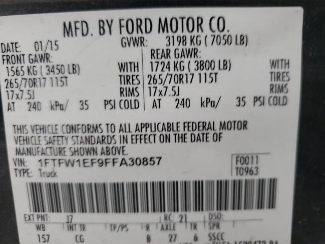 Photo 10 from auction – 2015 FORD F150 SUPER with VIN 1FTFW1EF9FFA30857