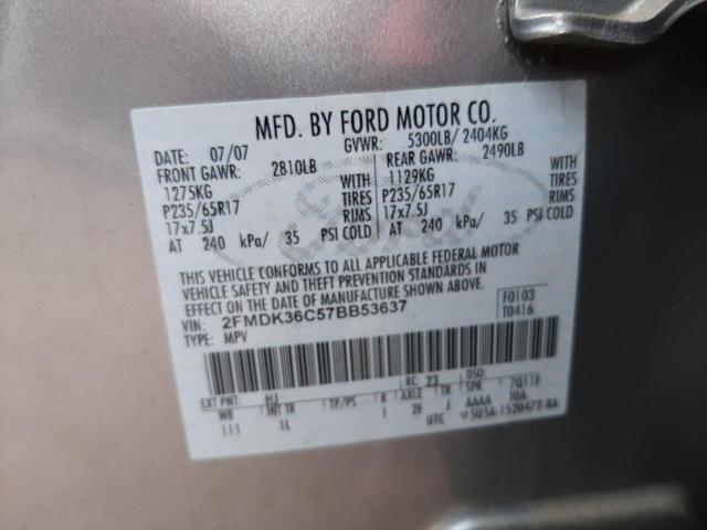 Photo 10 from auction – 2007 FORD EDGE SE with VIN 2FMDK36C57BB53637