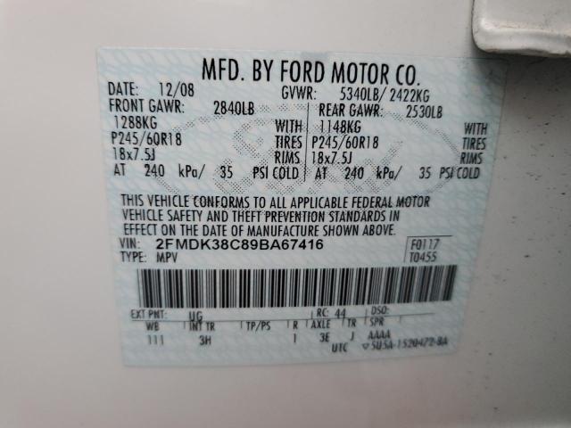 Photo 10 from auction – 2009 FORD EDGE SEL with VIN 2FMDK38C89BA67416