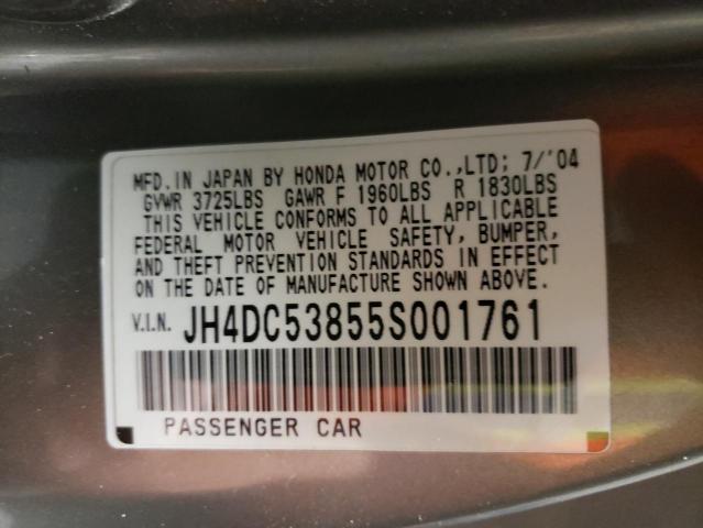Photo 10 from auction – 2005 ACURA RSX with VIN JH4DC53855S001761