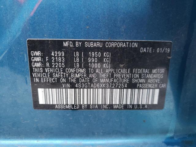 Photo 10 from auction – 2019 SUBARU IMPREZA PR with VIN 4S3GTAD6XK3727254