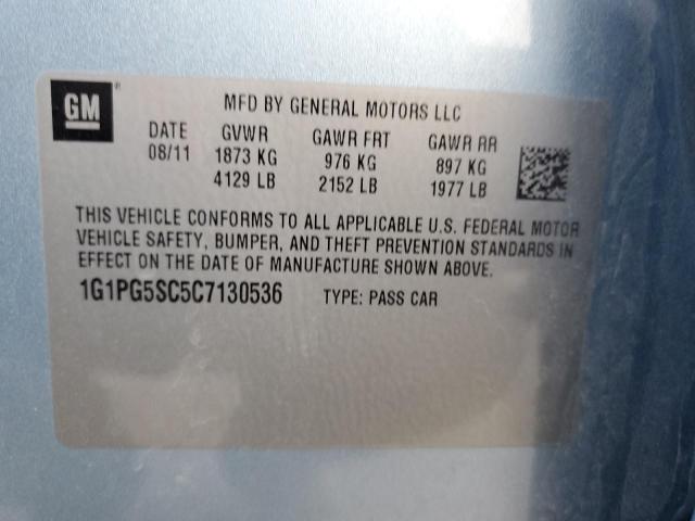 Photo 10 from auction – 2012 CHEVROLET CRUZE LT with VIN 1G1PG5SC5C7130536