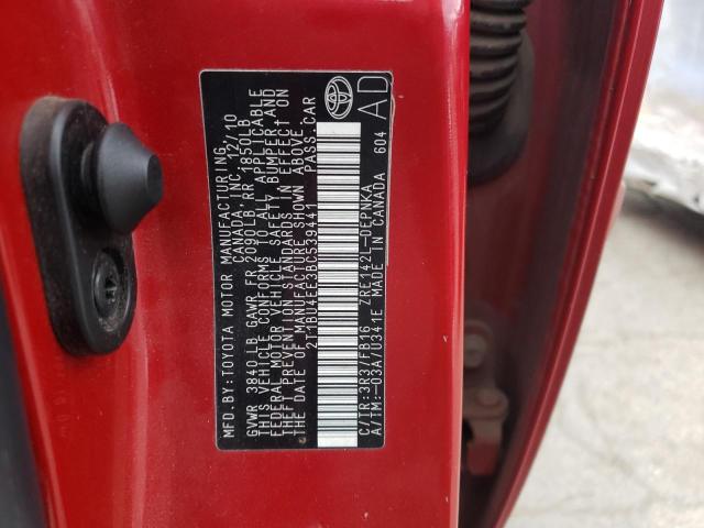 Photo 10 from auction – 2011 TOYOTA COROLLA BA with VIN 2T1BU4EE3BC539441