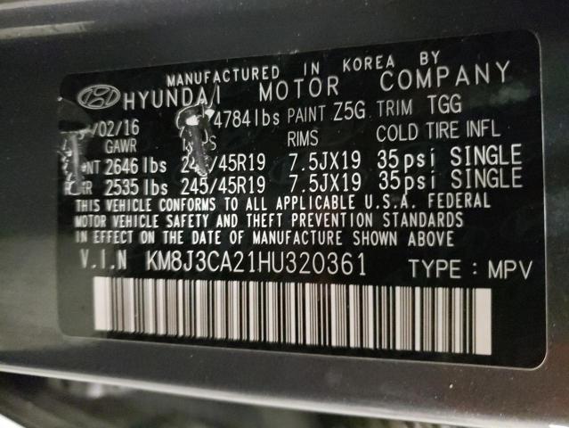 Photo 10 from auction – 2017 HYUNDAI TUCSON LIM with VIN KM8J3CA21HU320361