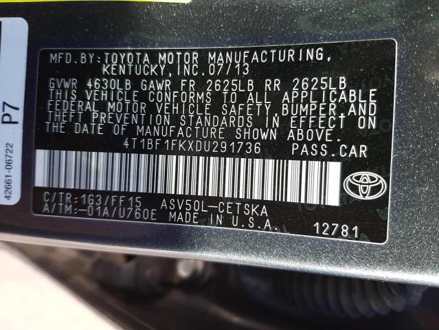 Photo 10 from auction – 2013 TOYOTA CAMRY L with VIN 4T1BF1FKXDU291736
