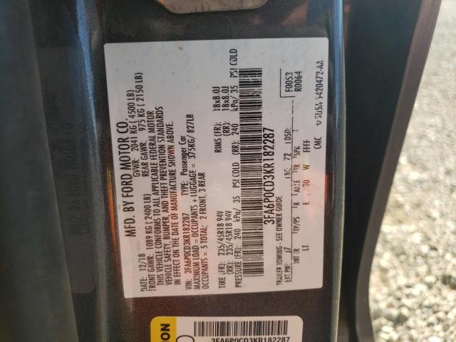 Photo 10 from auction – 2019 FORD FUSION SEL with VIN 3FA6P0CD3KR182287