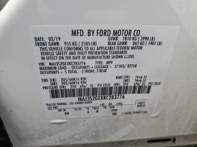 Photo 10 from auction – 2019 FORD ECOSPORT S with VIN MAJ3S2GEXKC283776