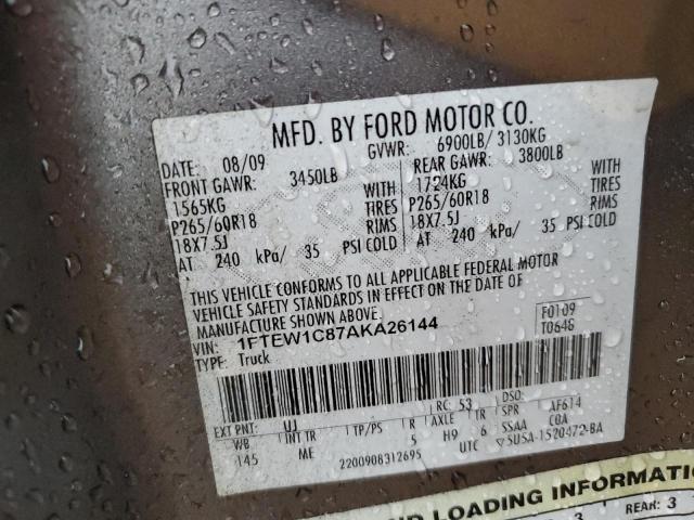 Photo 10 from auction – 2010 FORD F150 SUPER with VIN 1FTEW1C87AKA26144