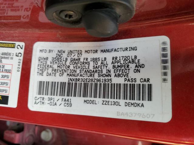 Photo 10 from auction – 2008 TOYOTA COROLLA CE with VIN 1NXBR32E28Z961935