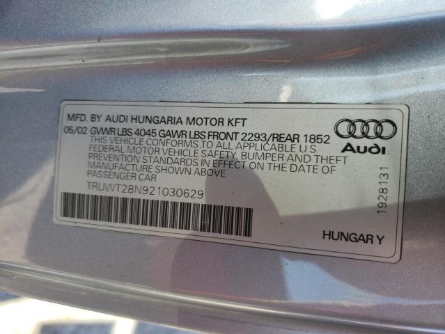 Photo 10 from auction – 2002 AUDI TT QUATTRO with VIN TRUWT28N921030629