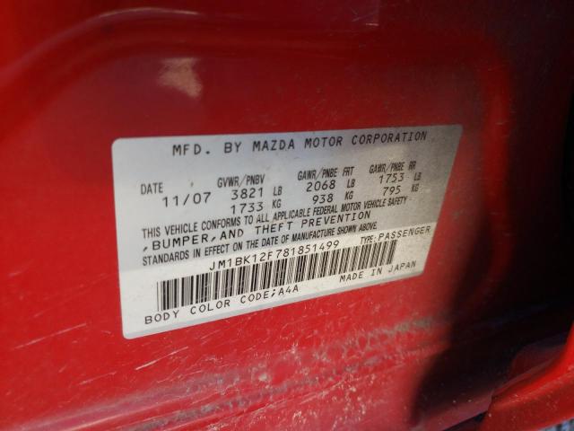 Photo 10 from auction – 2008 MAZDA 3 I with VIN JM1BK12F781851499