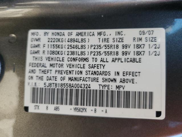 Photo 10 from auction – 2008 ACURA RDX TECHNO with VIN 5J8TB18558A004324