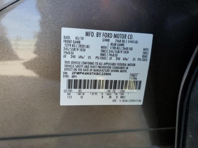 Photo 10 from auction – 2019 FORD EDGE TITAN with VIN 2FMPK4K97KBC22866