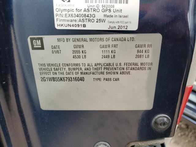 Photo 10 from auction – 2007 CHEVROLET IMPALA LS with VIN 2G1WB55K679316040